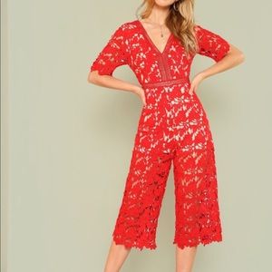 Red lace jumpsuit